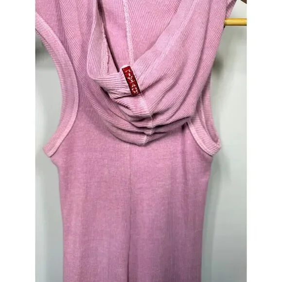 HARD TAIL Women's Pre-Shrunk Cotton Hooded Sleeveless Midi Dress Pink One Size - Picture 6 of 7